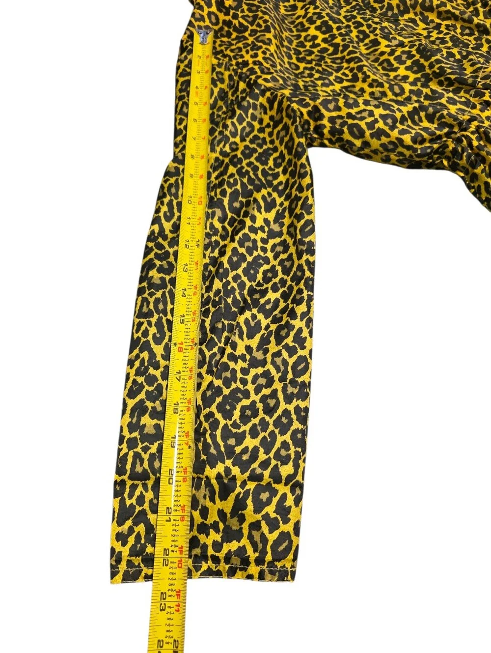 Yellow Leopard Print Drawstring Waist & Neck Windbreaker Rhinestone Detail OS